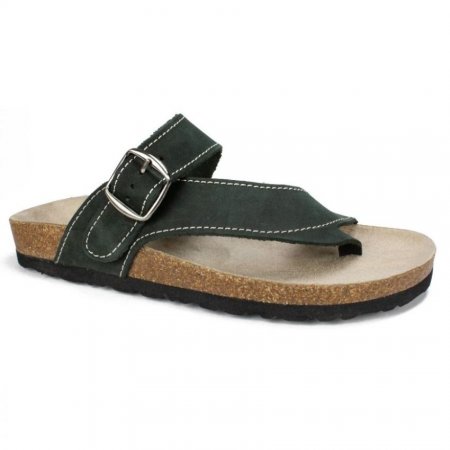White Mountain Carly Leather Footbeds Sandal-Black