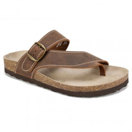 White Mountain Carly Leather Footbeds Sandal-Brown