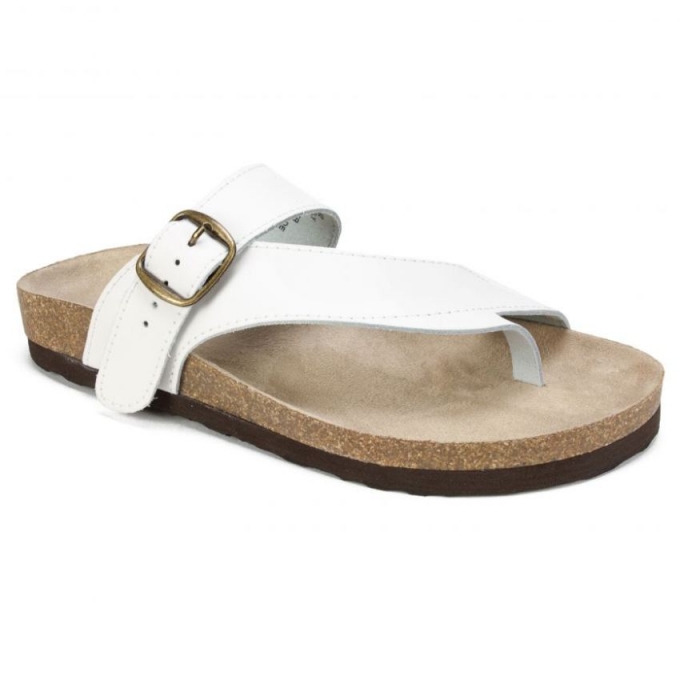 White Mountain Carly Leather Footbeds Sandal-White