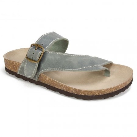 White Mountain Carly Leather Footbeds Sandal-Light Blue