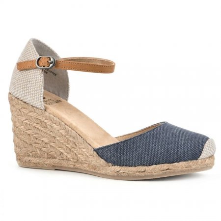 White Mountain Mamba Wedge-Denim Blue Fabric