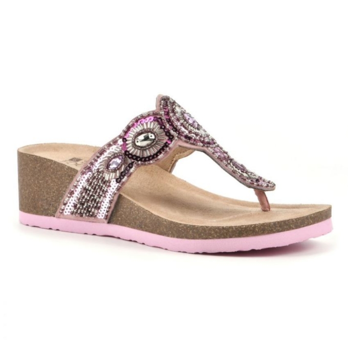 White Mountain Blast Leather Footbeds Sandal-Pink