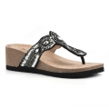 White Mountain Blast Leather Footbeds Sandal-Black