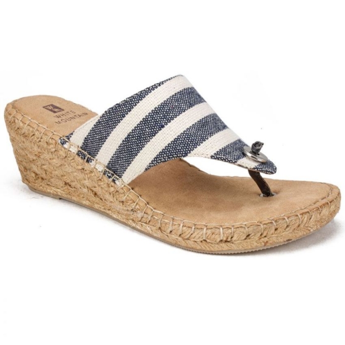 White Mountain Beachball Wedge Sandal-Navy