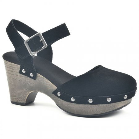 White Mountain Cherub Clog-Black Suede