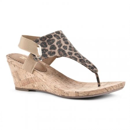 White Mountain All Good Wedge Sandal-Leopard Print Glitter