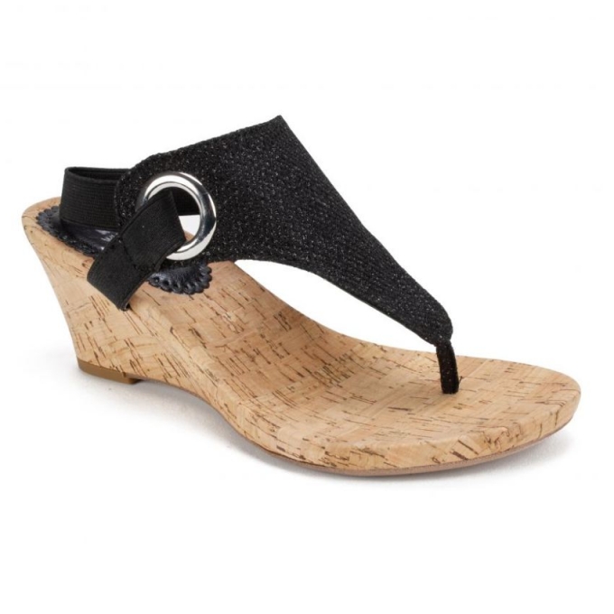 White Mountain Aida Wedge Sandal-Black