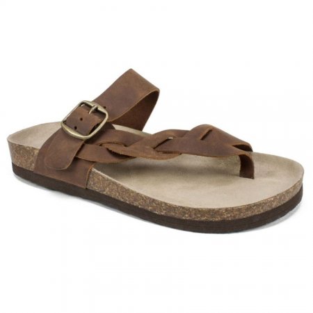 White Mountain Crawford Leather Footbeds Sandal-Brown