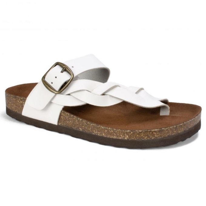 White Mountain Crawford Leather Footbeds Sandal-White