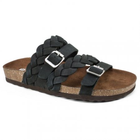 White Mountain Holland Leather Footbeds Sandal-Black
