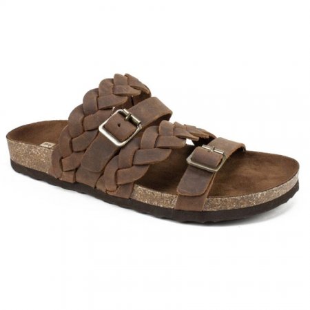 White Mountain Holland Leather Footbeds Sandal-Brown