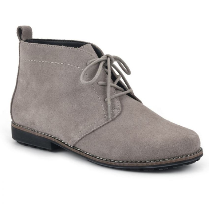 White Mountain Auburn Wide Suede Bootie-Light Grey Suede