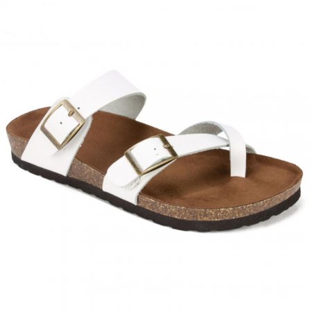 White Mountain Gracie Leather Footbeds Sandal-White