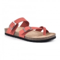 White Mountain Gracie Leather Footbeds Sandal-Red