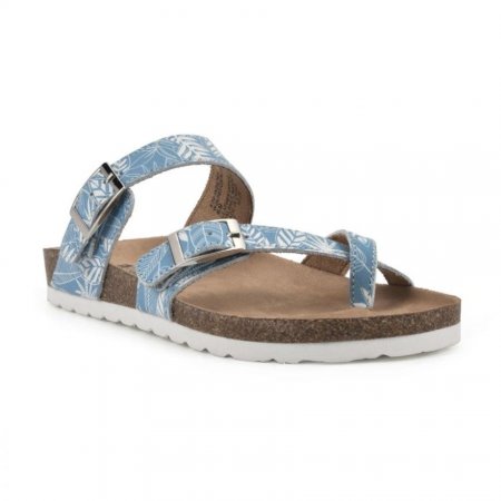 White Mountain Gracie Leather Footbeds Sandal-Light Blue
