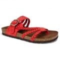 White Mountain Hayleigh Leather Footbeds Sandal-Red