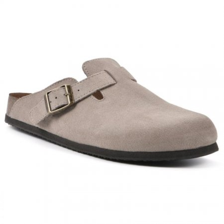 White Mountain Bari Leather Footbeds Clog-Taupe