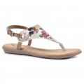 White Mountain London Sandal-White Floral Print