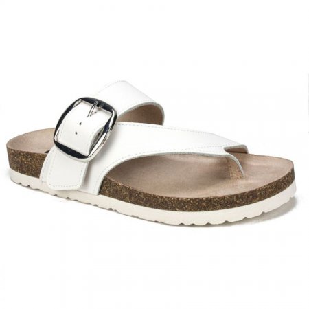 White Mountain Harley Leather Footbeds Sandal-White
