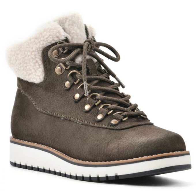 White Mountain Cozy Bootie-Army Pebble Grain Fabric