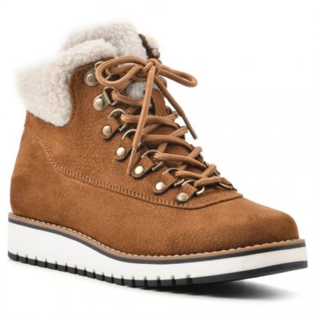 White Mountain Cozy Bootie-Tobacco Pebble Grain Fabric