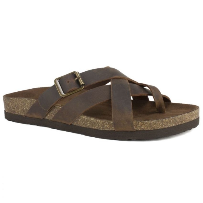 White Mountain Hobo Leather Footbeds Sandal-Brown