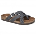 White Mountain Harrington Leather Footbeds Sandal-Black