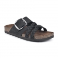 White Mountain Healing Leather Footbeds Sandal-Black