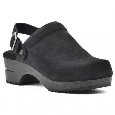 White Mountain Being Leather Clog-Black Suede