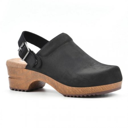 White Mountain Being Leather Clog-Black Nubuck Leather