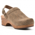 White Mountain Being Leather Clog-Tan Cheetah Print Leather