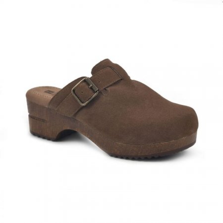 White Mountain Behold Leather Clog-Chestnut Suede