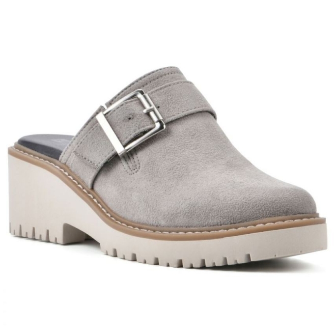 White Mountain Daring Mule-Light Grey