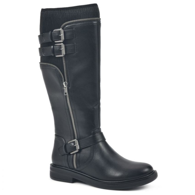 White Mountain Mazed Tall Boot-Black