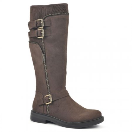 White Mountain Mazed Tall Wide Calf Boot-Brown