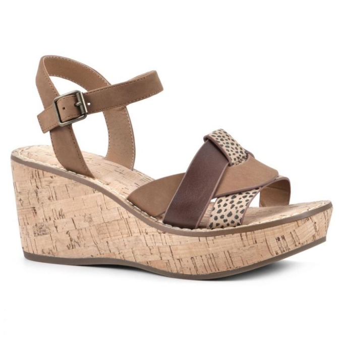 White Mountain Simple Wedge Sandal-Cheetah Print Multi Faux Leather