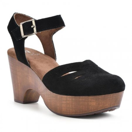 White Mountain Cassidy Heeled Clog-Black Suede