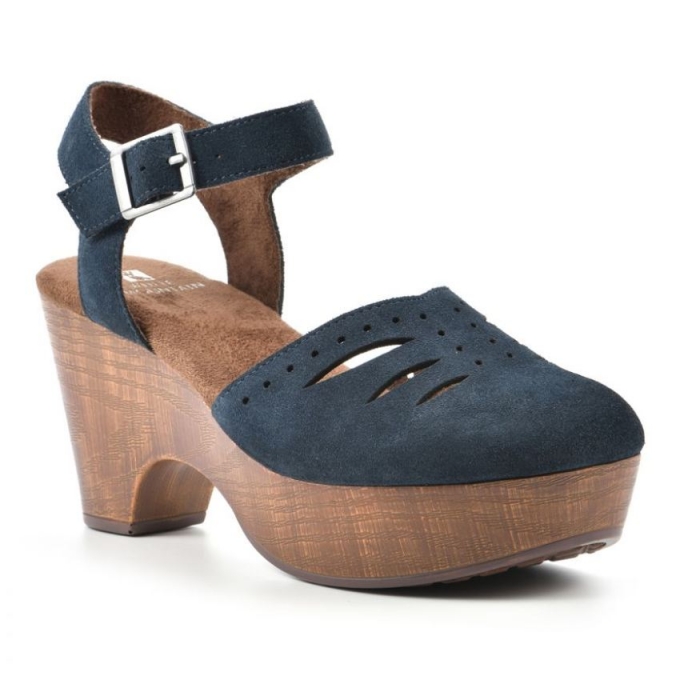 White Mountain Cassidy Heeled Clog-Navy Suede