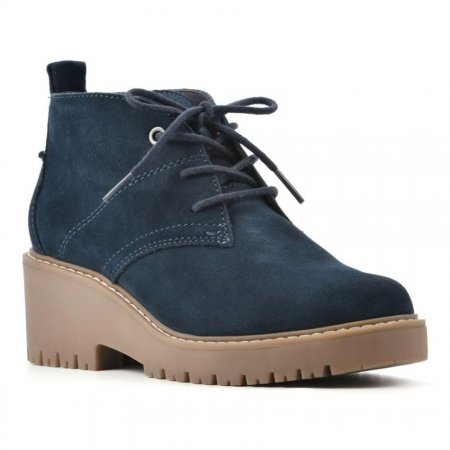 White Mountain Danny Suede Wide Bootie-Navy Suede