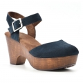 White Mountain Casey Heeled Clog-Navy Suede