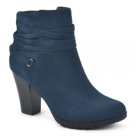 White Mountain Spade Wide Bootie-Midnight Suedette