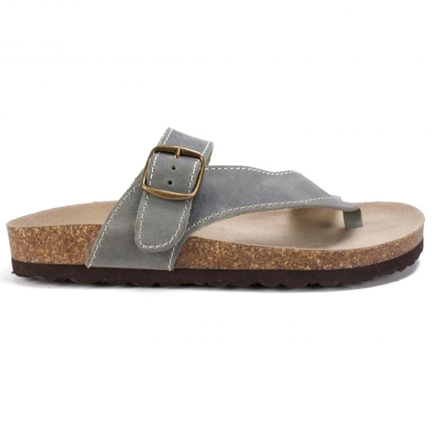 White Mountain Carly Leather Footbeds Sandal-Light Blue