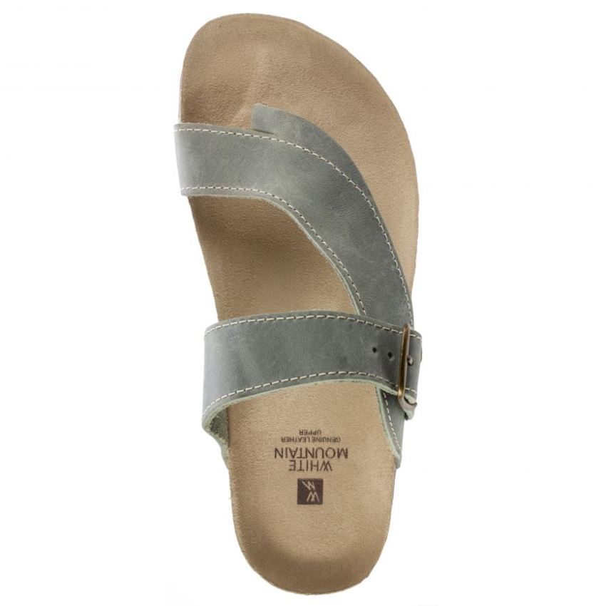 White Mountain Carly Leather Footbeds Sandal-Light Blue